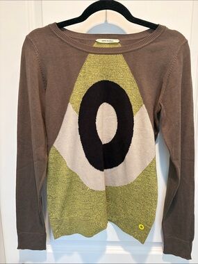 Skunkfunk Brown Sweater with Green Graphic Panel